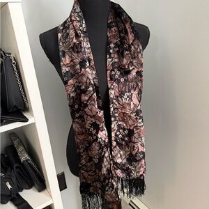 Vintage Luxury Velvet Scarf Leaves Black Fashion Shawl Wrap